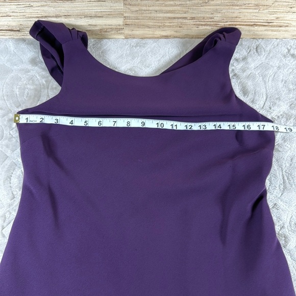 Evan Picone Womens Purple Eggplant Midi Dress Waterfall Back Detail Size 10P - Picture 5 of 10